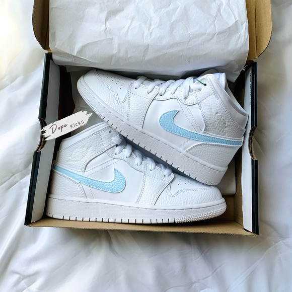 Light Blue Air Jordan 1 Mids - Picture 1 of 1